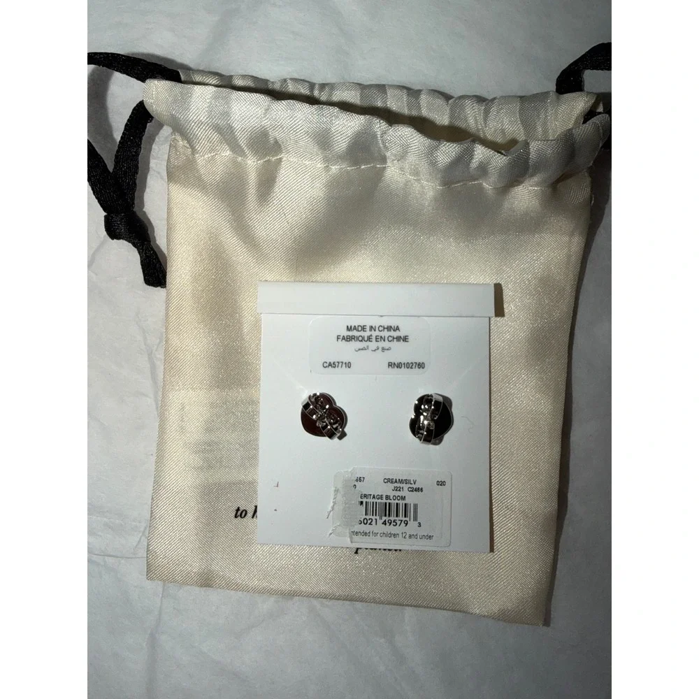Kate Spade Heritage Bloom Stud Earrings Womens OS Cream Silver Flower Crystal